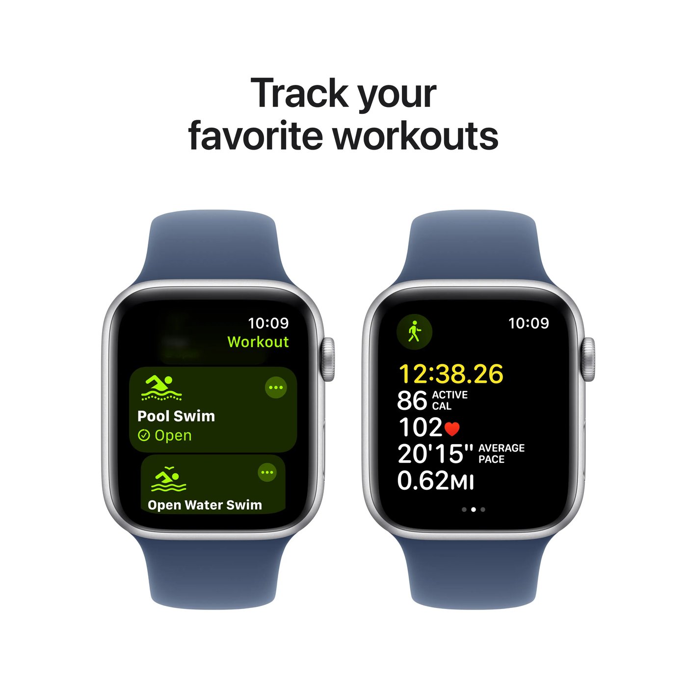 Apple Watch SE GPS 44 mm Silver Case med Denim Sport band M/L