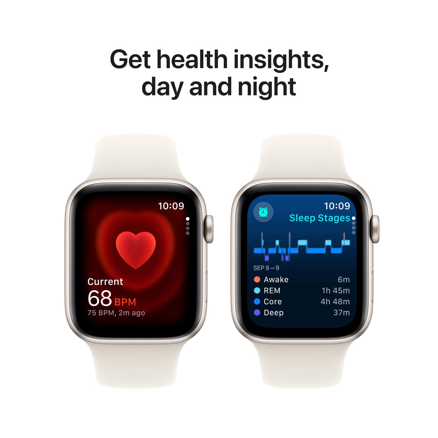 Apple Watch SE GPS 44 mm Starlight Case med Starlight Sport band S/M