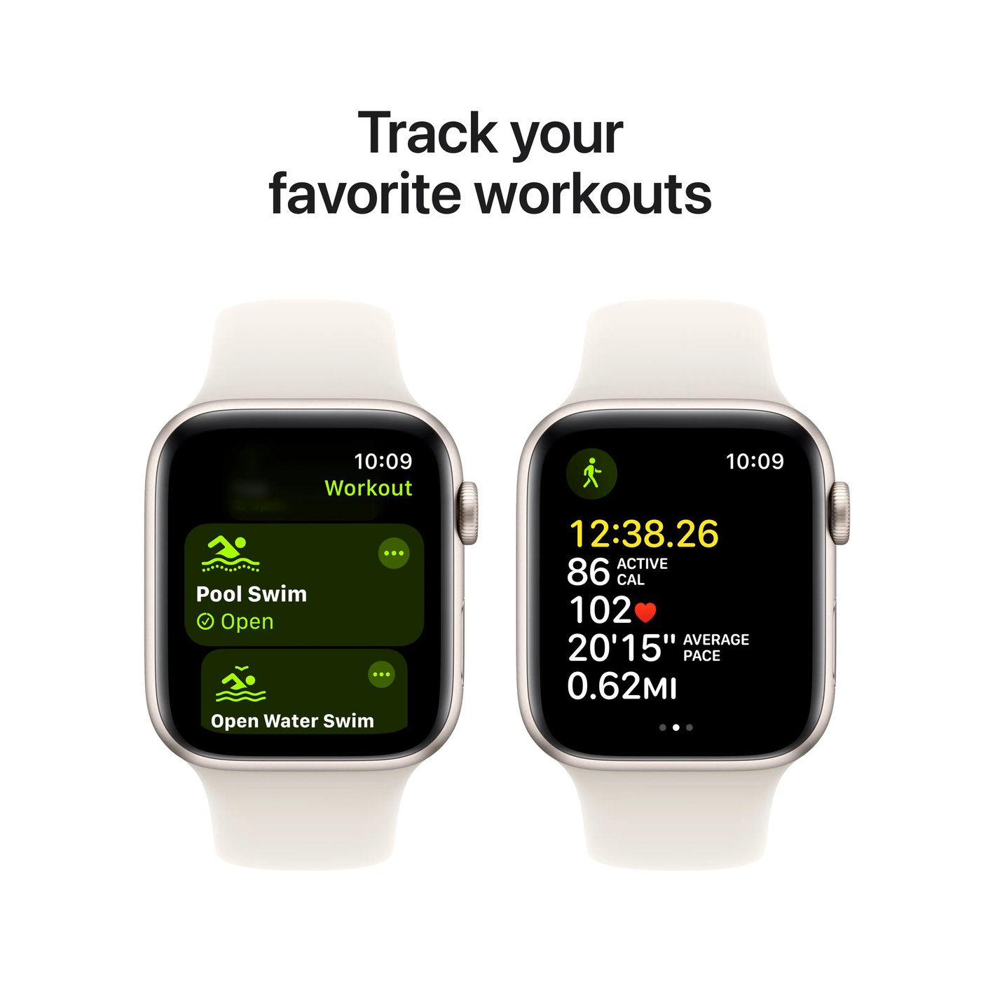 Apple Watch SE GPS 44 mm Starlight Case med Starlight Sport band S/M