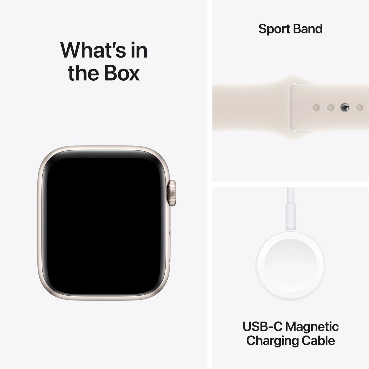 Apple Watch SE GPS 44 mm Starlight Case med Starlight Sport band S/M