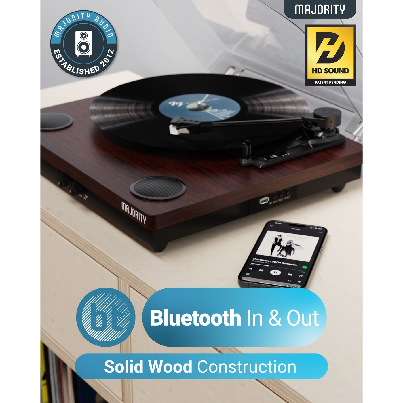 Majority Moto Platespiller med Bluetooth