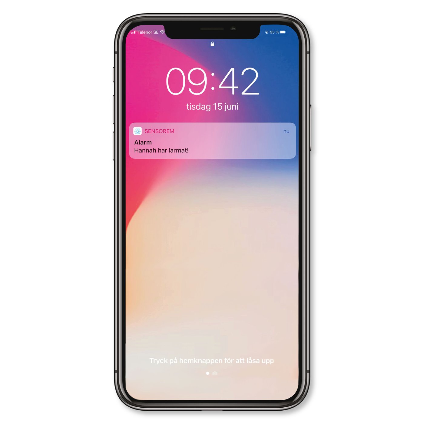 Sensorem Klokke med trygghetsalarm - Svart