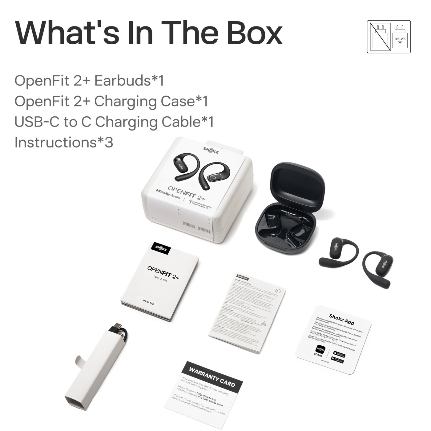 Shokz OpenFit 2+ TWS-hörlurar Svart