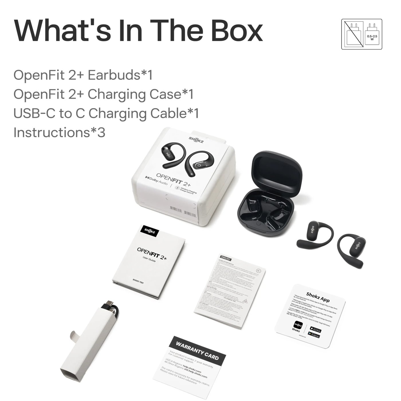 Shokz OpenFit 2+ open-ear-hodetelefoner Svart