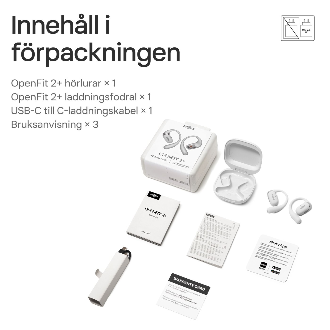 Shokz OpenFit 2+ TWS-hörlurar Grå