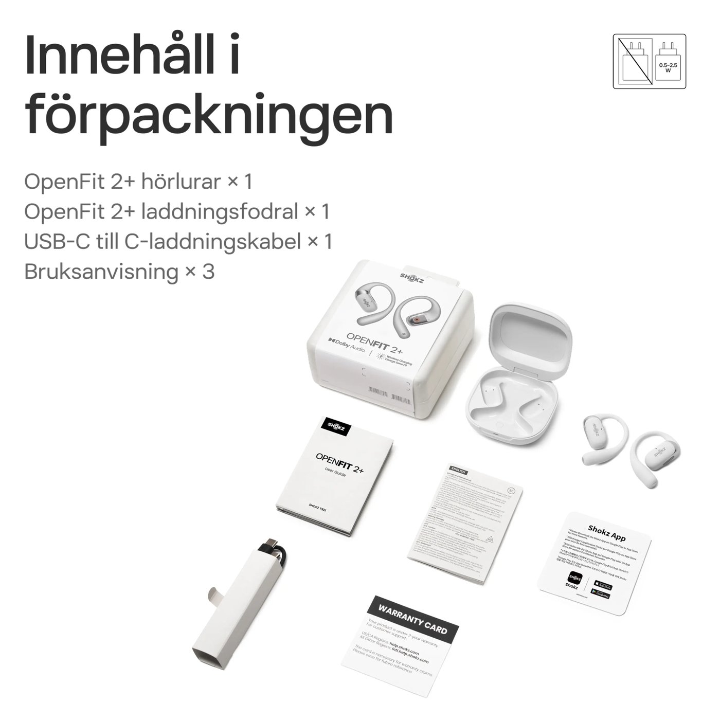 Shokz OpenFit 2+ open-ear-hörlurar Grå