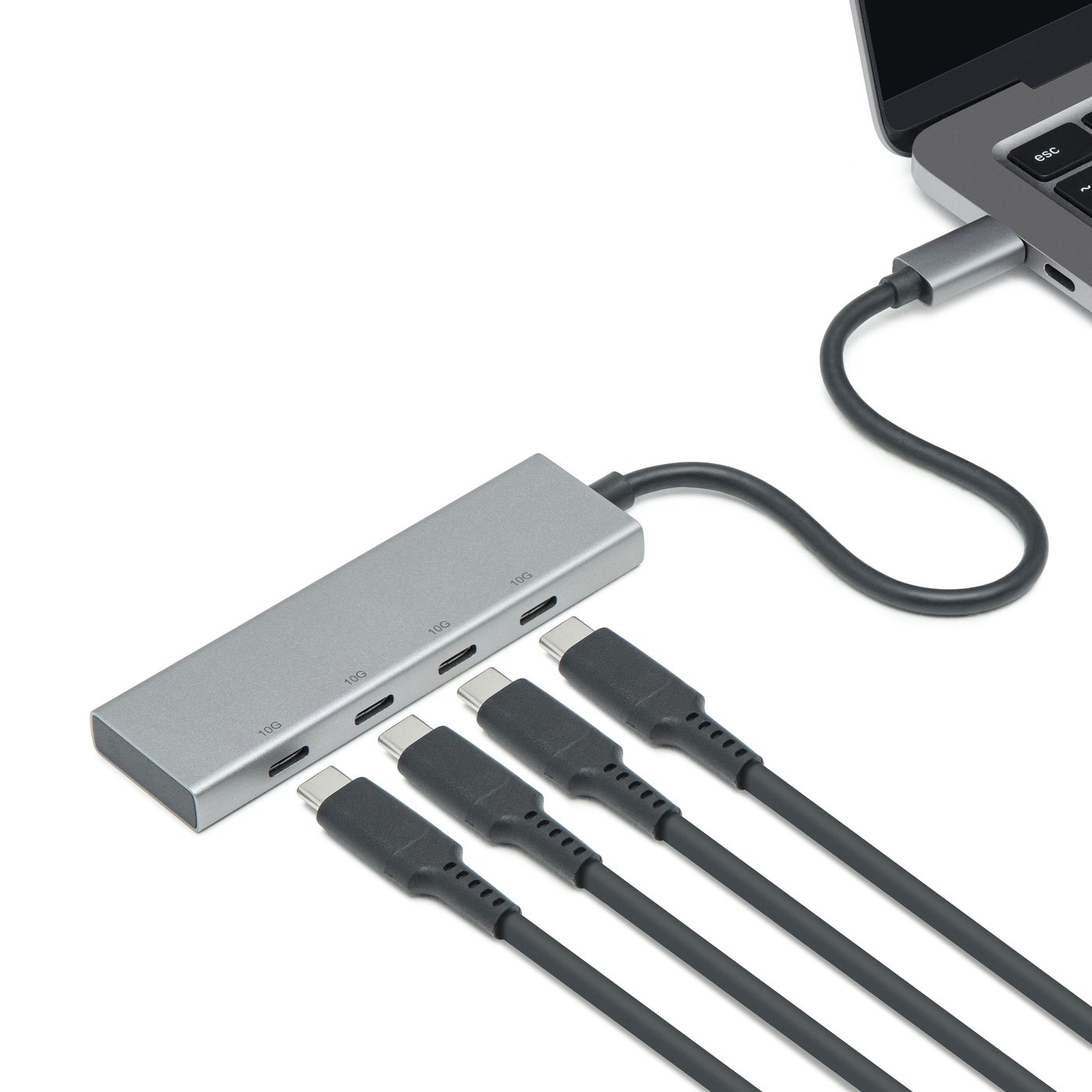 Plexgear USB-C-hub med 4 porter