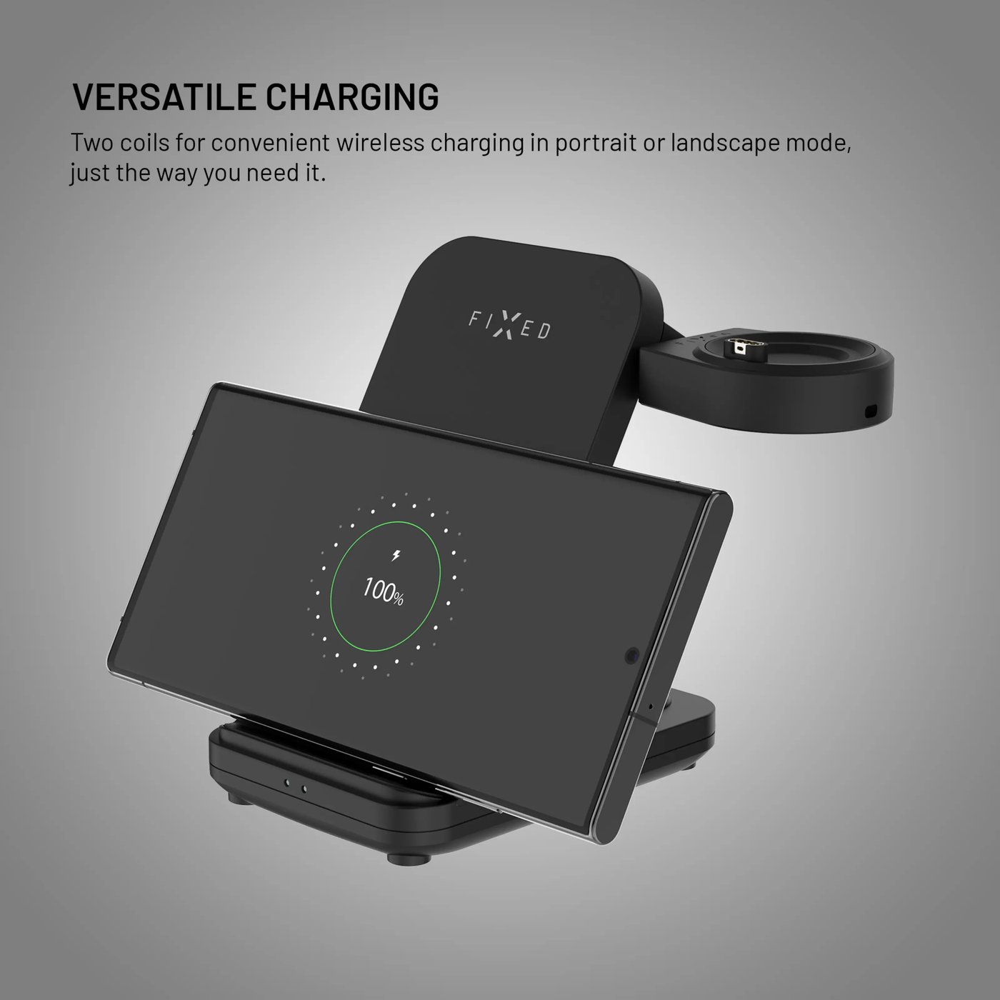 Fixed 3-in-1 Trådløs Ladestasjon for Garmin - Svart