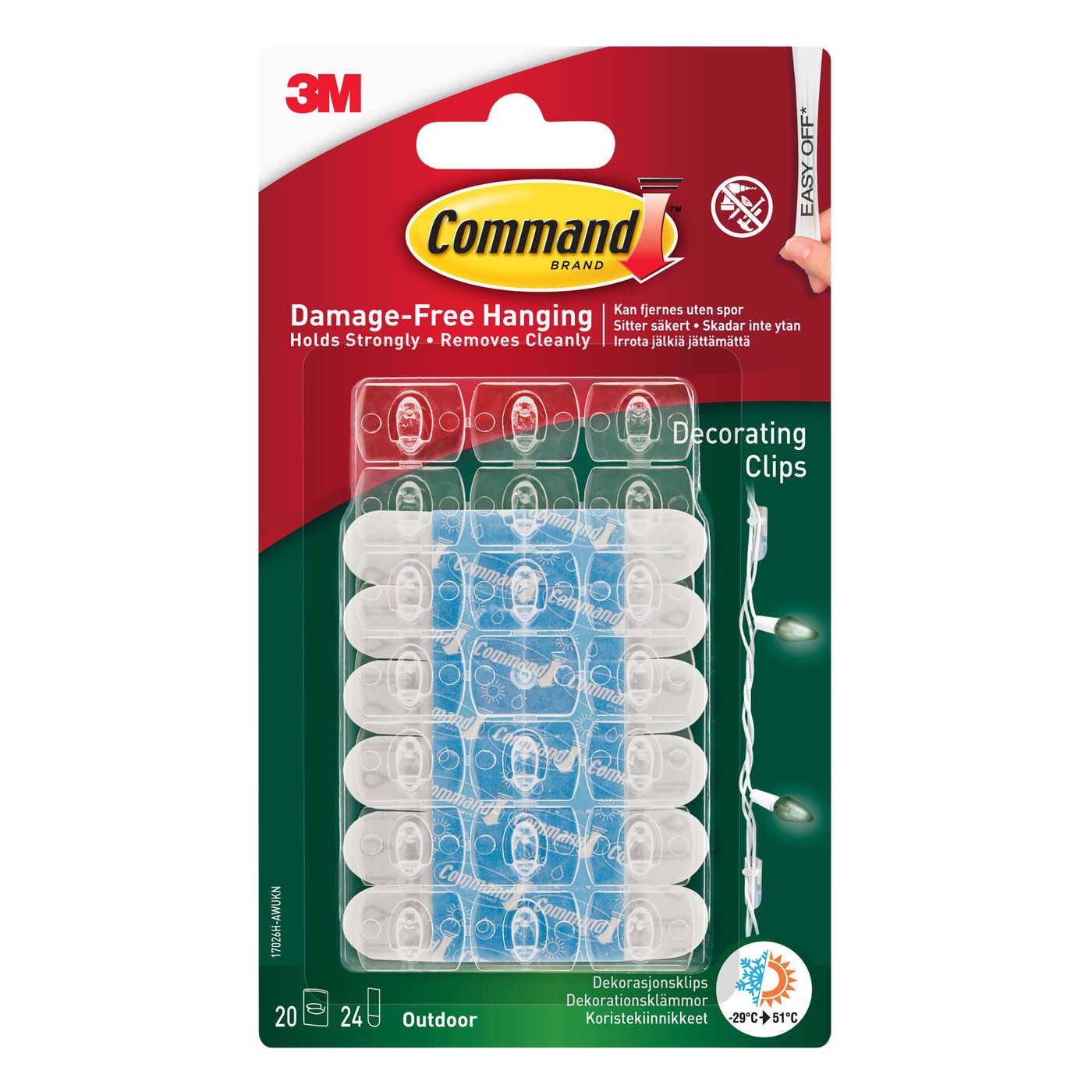 3M Command Självhäftande kabelhållare för utomhusbruk 20-pack