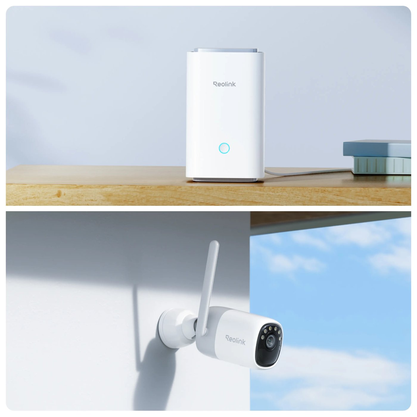 Reolink Home Hub med 2x Altas 2K-kameraer