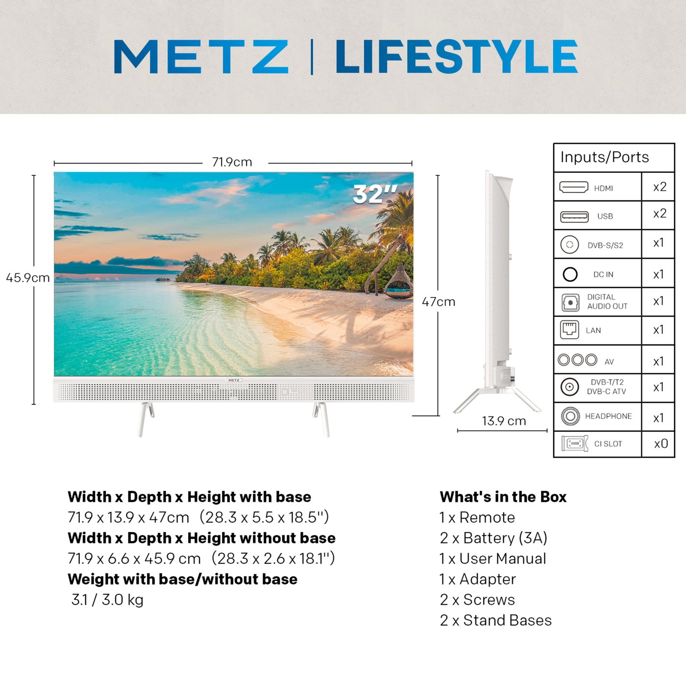 METZ  12V Google TV 32"