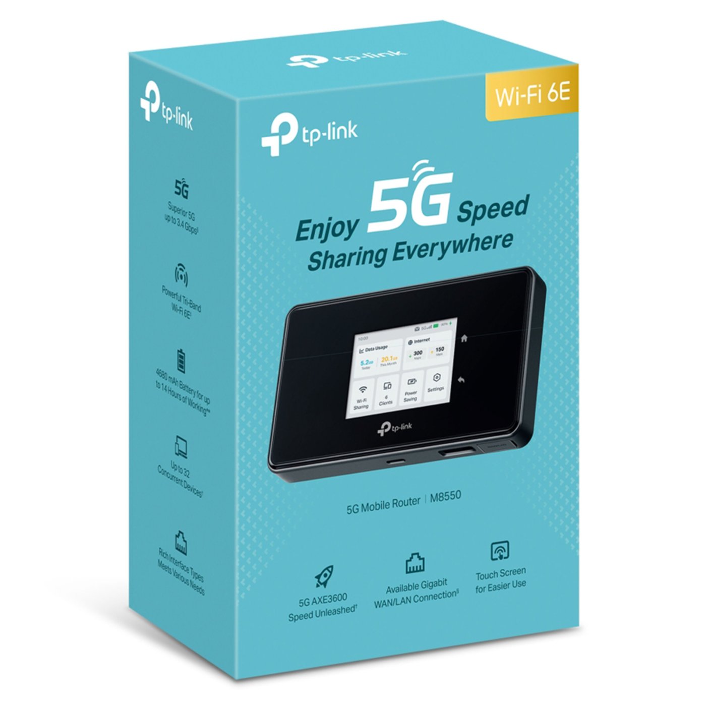 TP-link M8550 5G-router med modem AXE3600