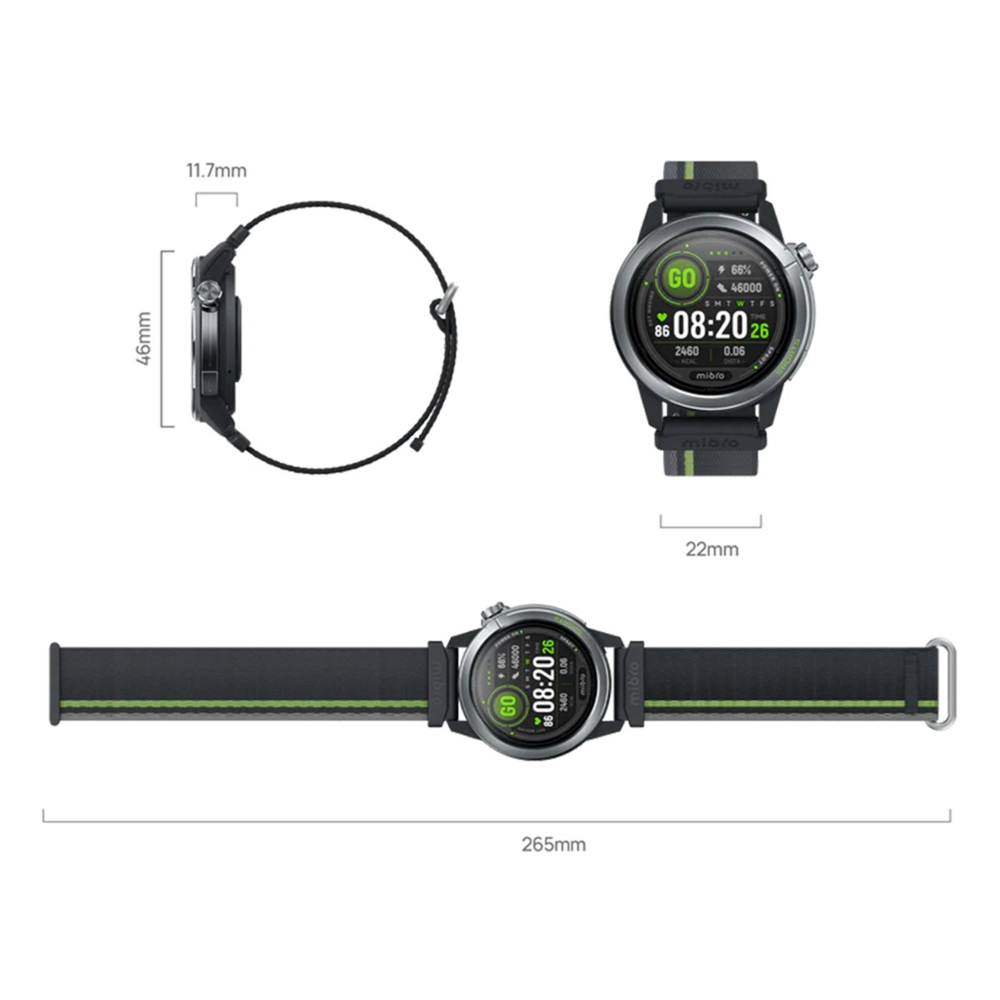 Mibro GS Active2 smartklocka Mörkgrå