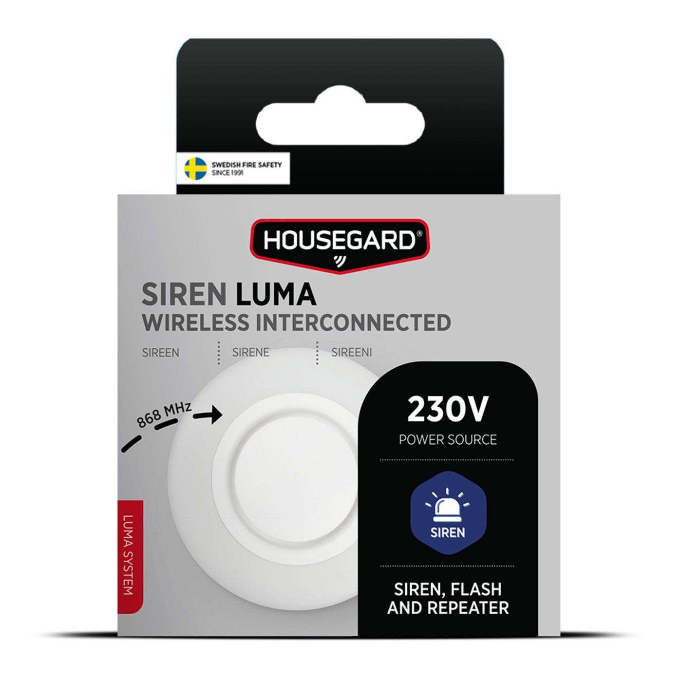 Housegard Luma trådlös siren med repeaterfunktion