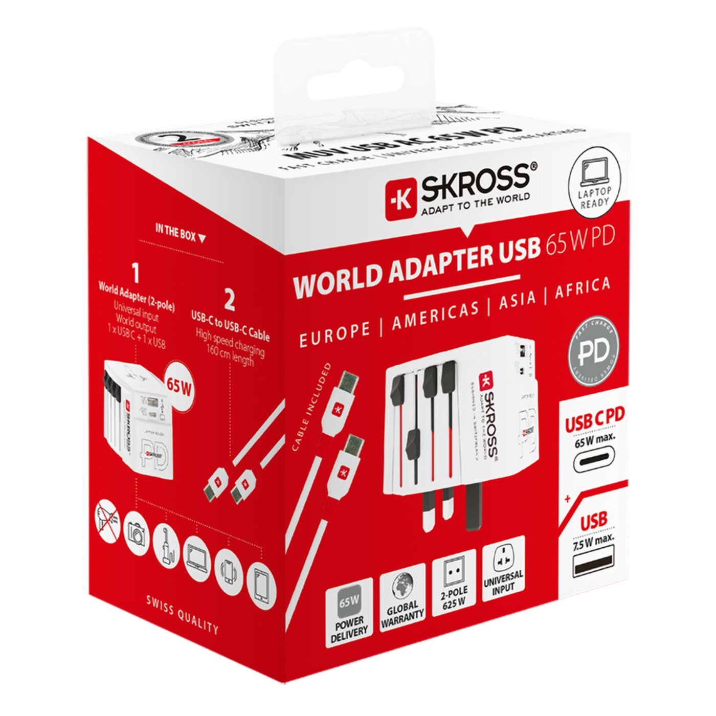 Skross Ojordad reseadapter Universal med USB PD 65W