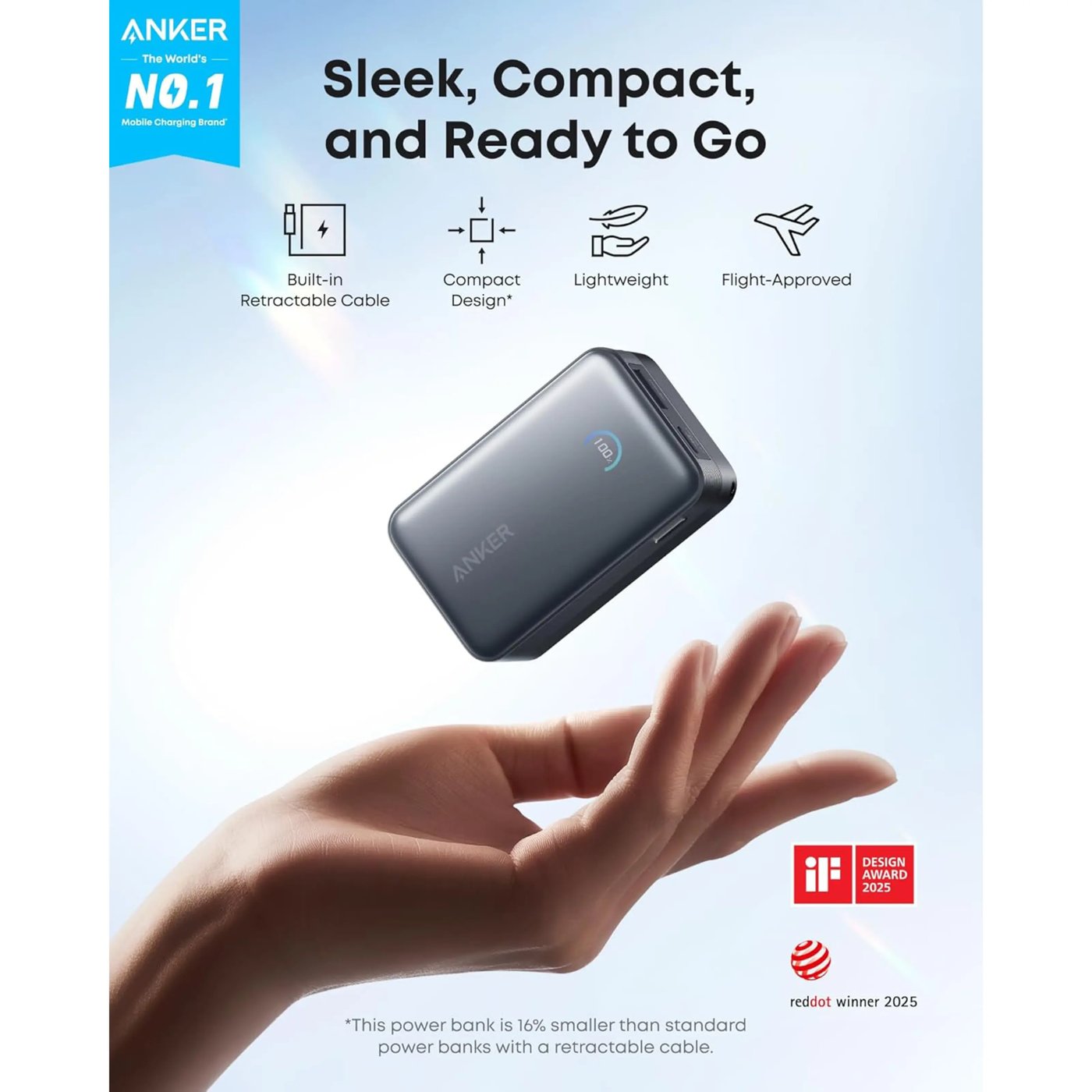 Anker Nano Powerbank 10 000 mAh 45 W Svart