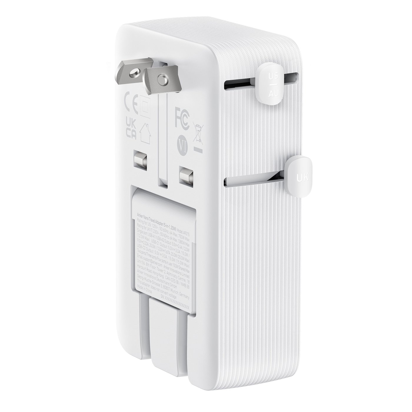 Anker Nano Travel Adapter 5-i-1-reiseadapter (20 W)