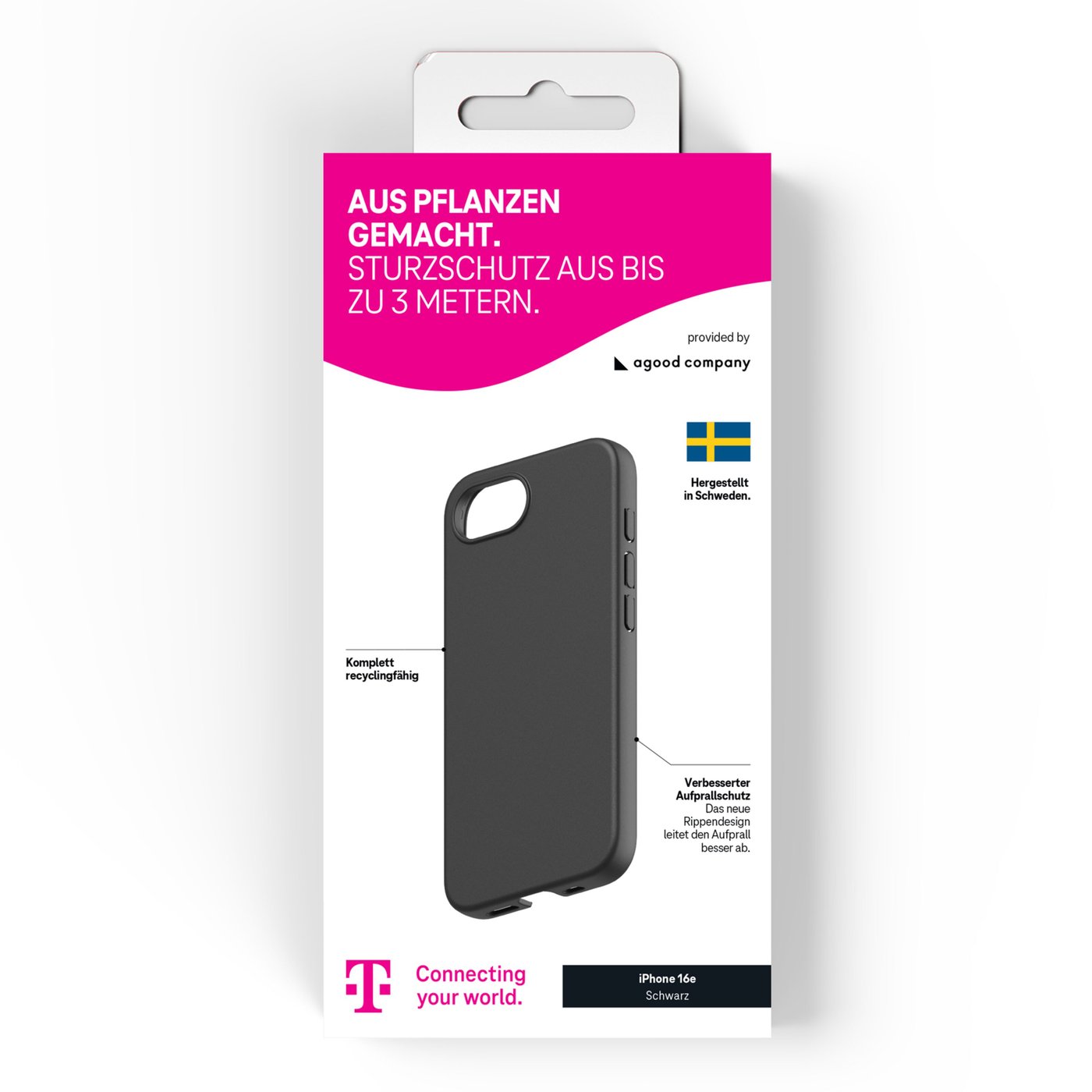 agood company Växtbaserat mobilskal iPhone 16e Svart