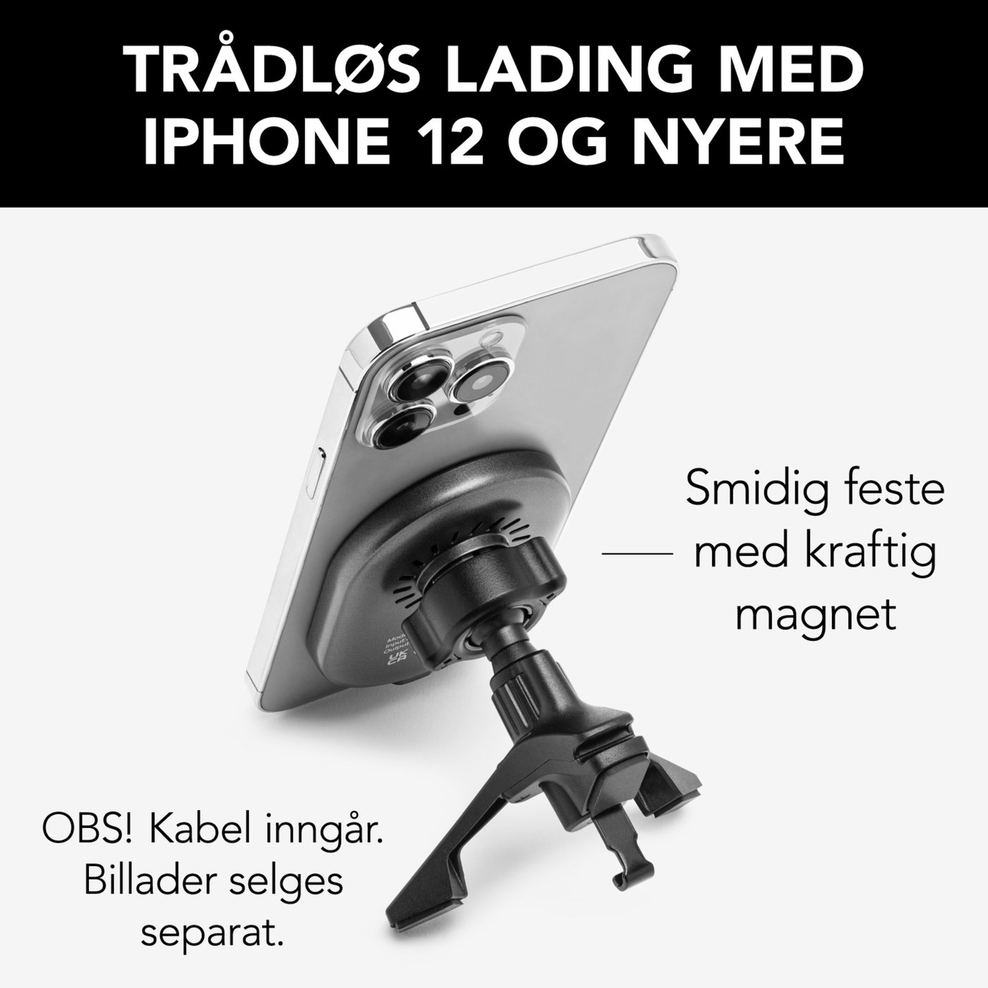 Linocell Magnetisk Qi2 ladeplate til bilen 15 W