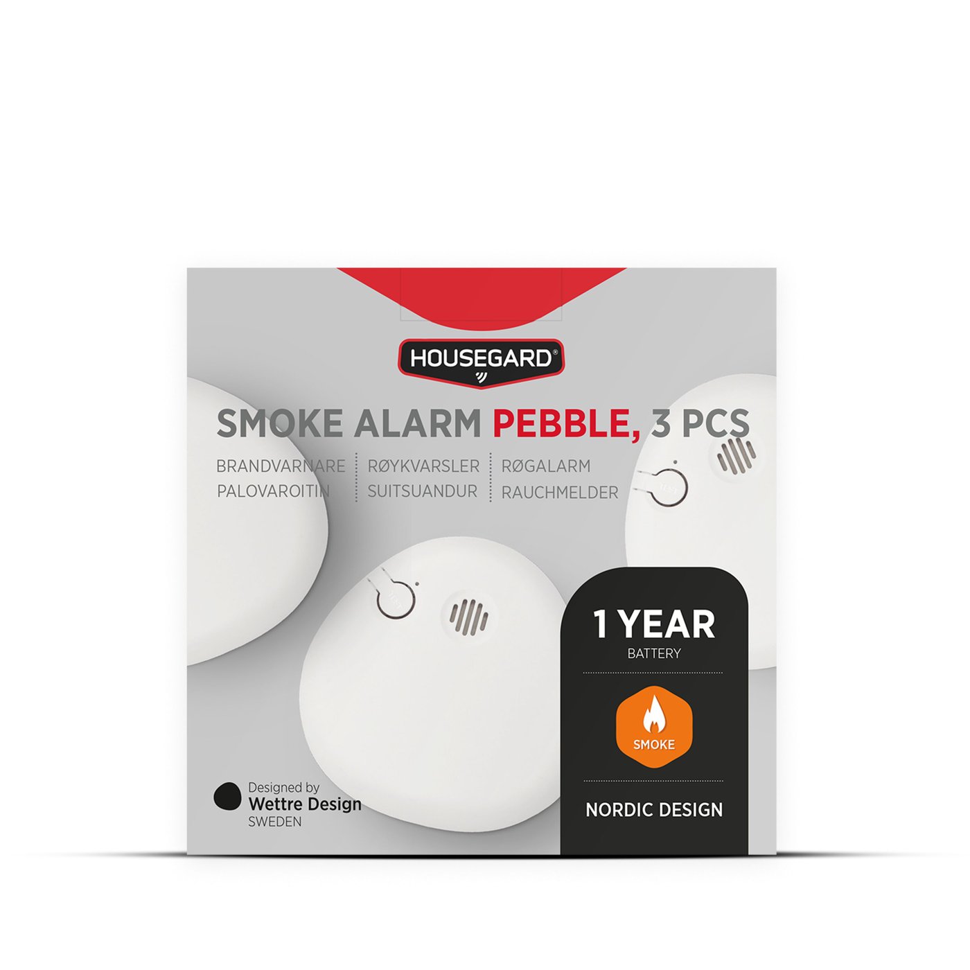 Housegard Pebble røykvarsler 3-pakk