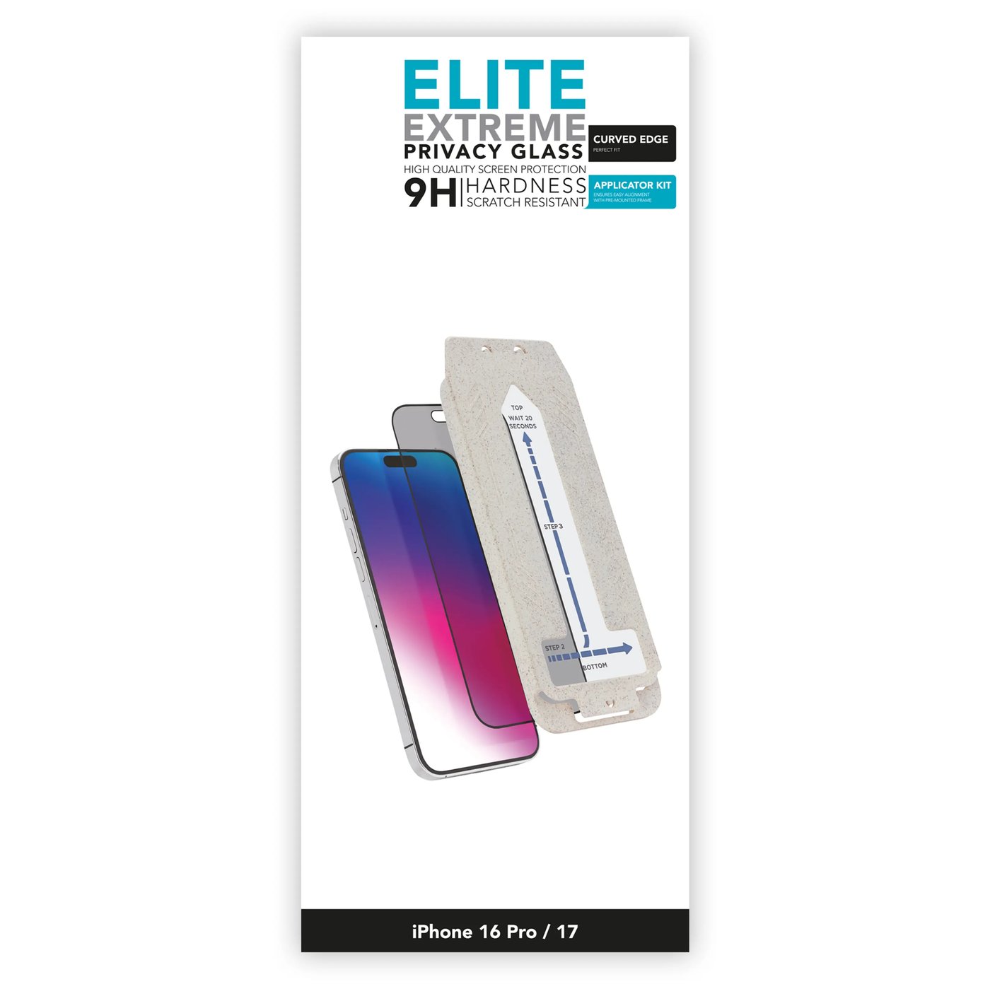 Linocell Elite Extreme Curved Privacy Skjermbeskytter for iPhone 16 Pro og 17