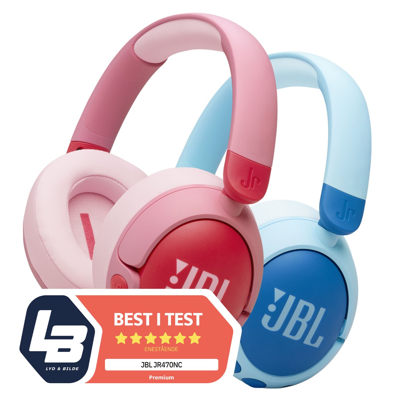 JBL JR470NC Trådløse hodetelefoner med volumbegrensning og ANC Blå