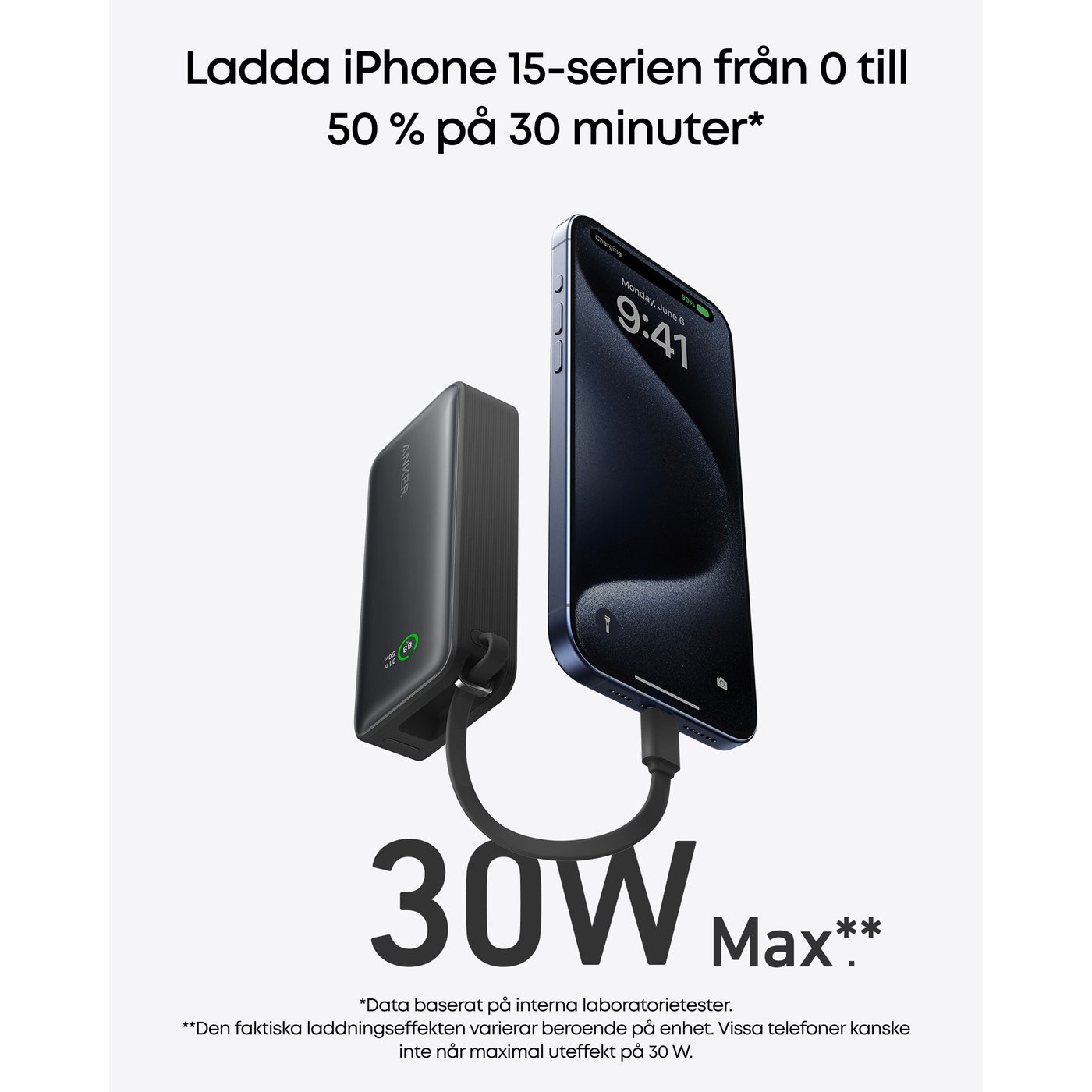 Anker Nano powerbank 30 W 10000 mAh Svart