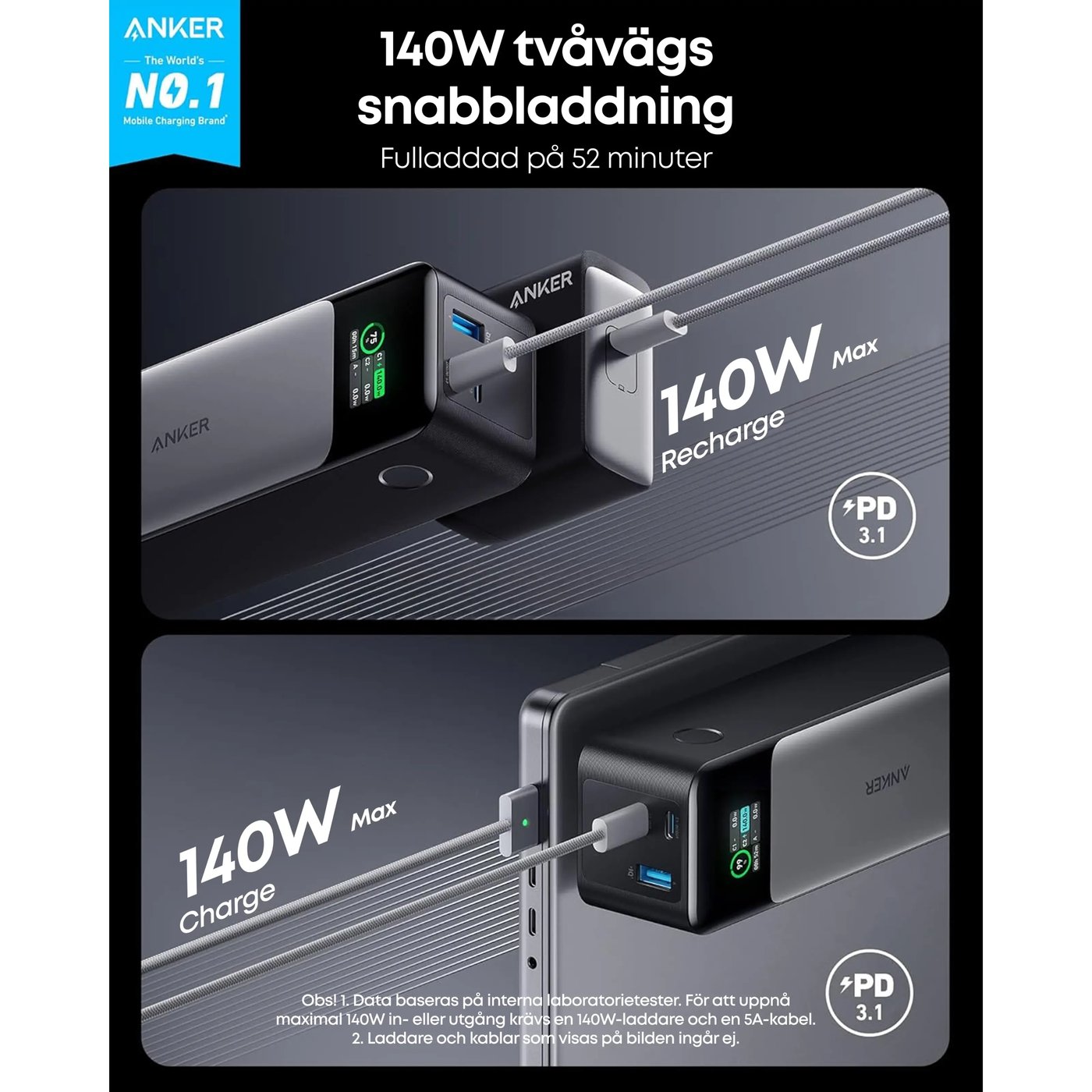 Anker 737 Powerbank 140 W PD 3.1 24000 mAh