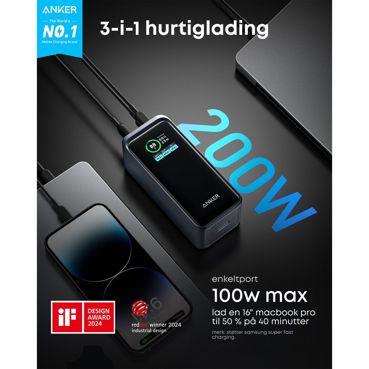Anker Prime Powerbank 200 W PD 20 000 mAh