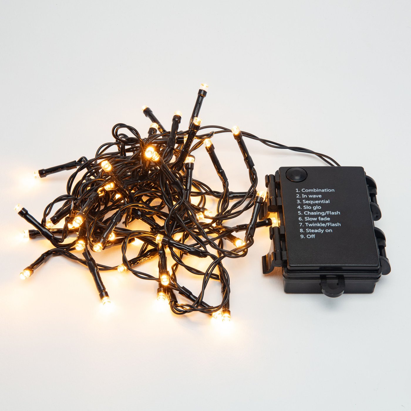 Lyslenke 48 LED 3,5 m, batteridrevet (svart)