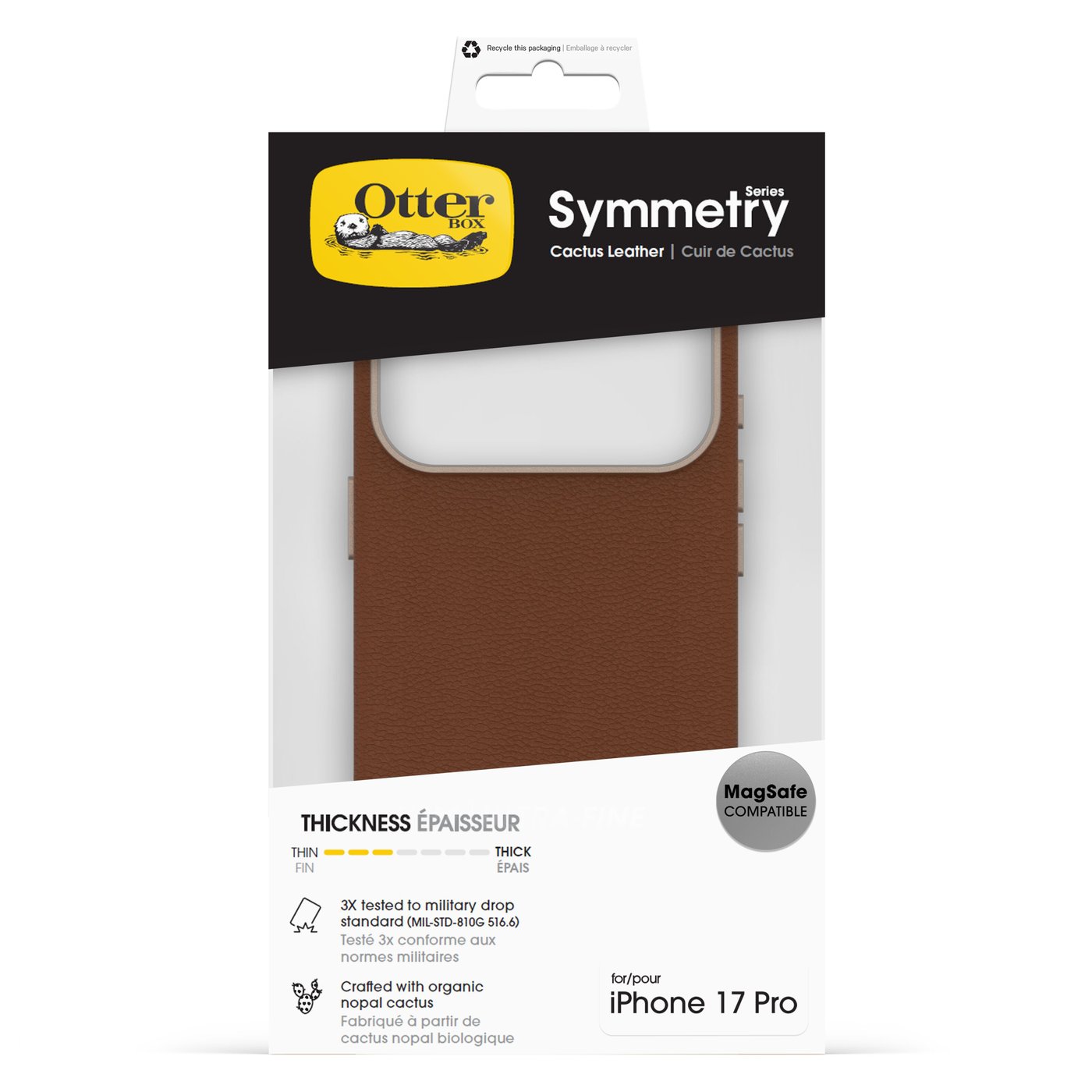 Otterbox Symmetry Cactus Leather Magsafe för iPhone 17 Pro Brun