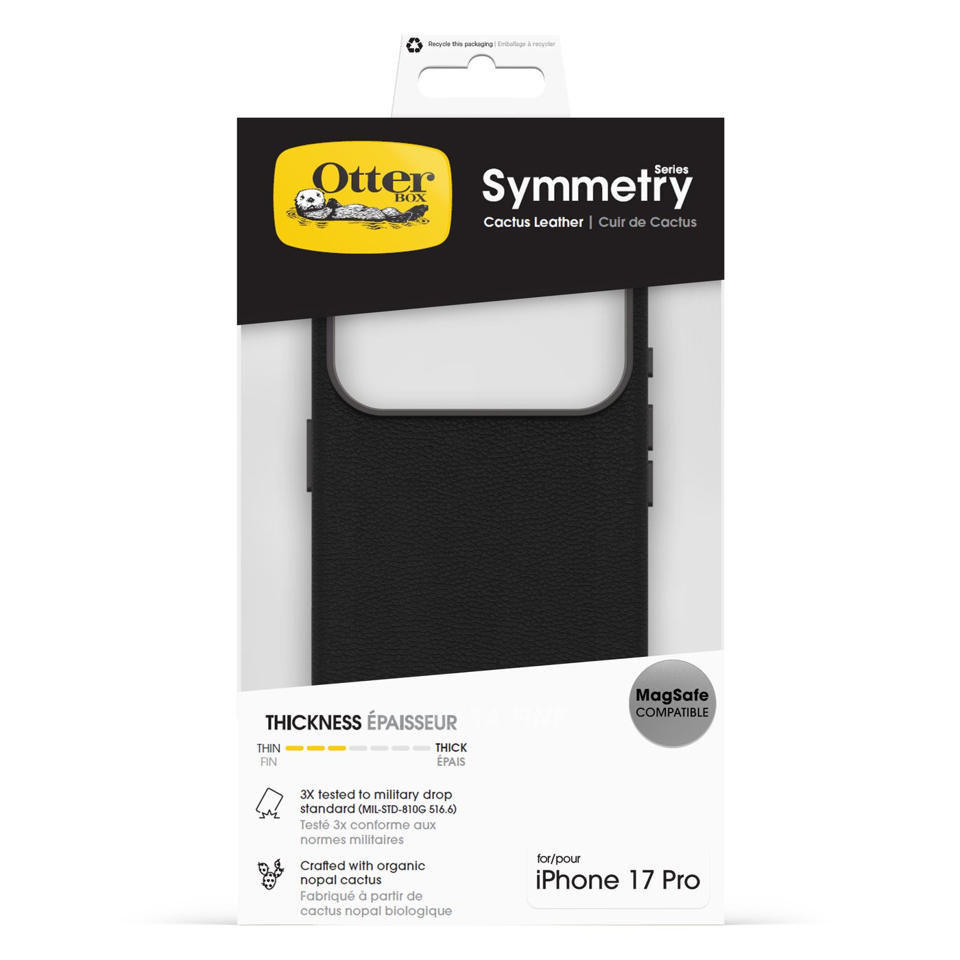Otterbox Symmetry Cactus Leather Magsafe för iPhone 17 Pro Svart