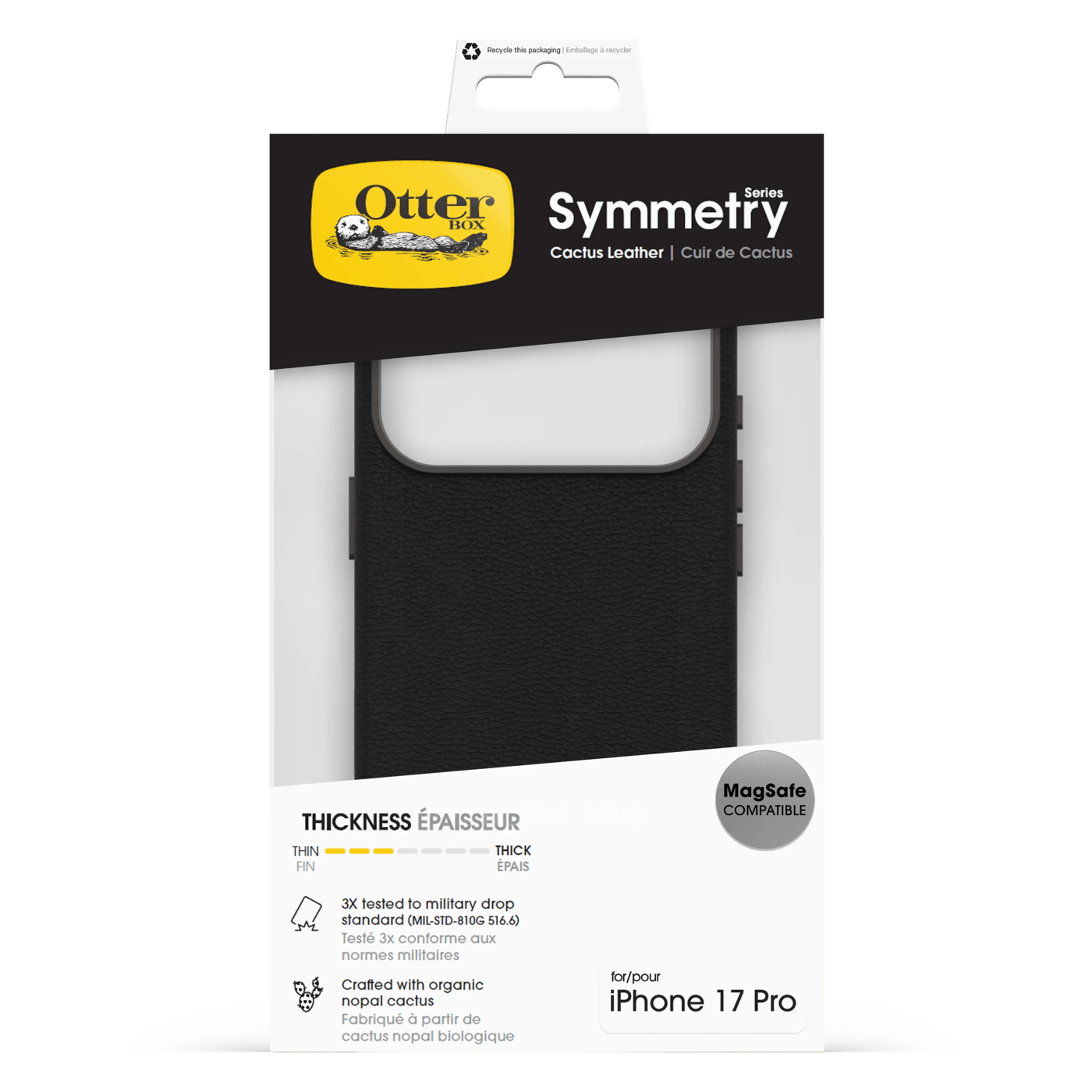 Otterbox Symmetry Cactus Leather Magsafe för iPhone 17 Pro / 18 Pro Svart