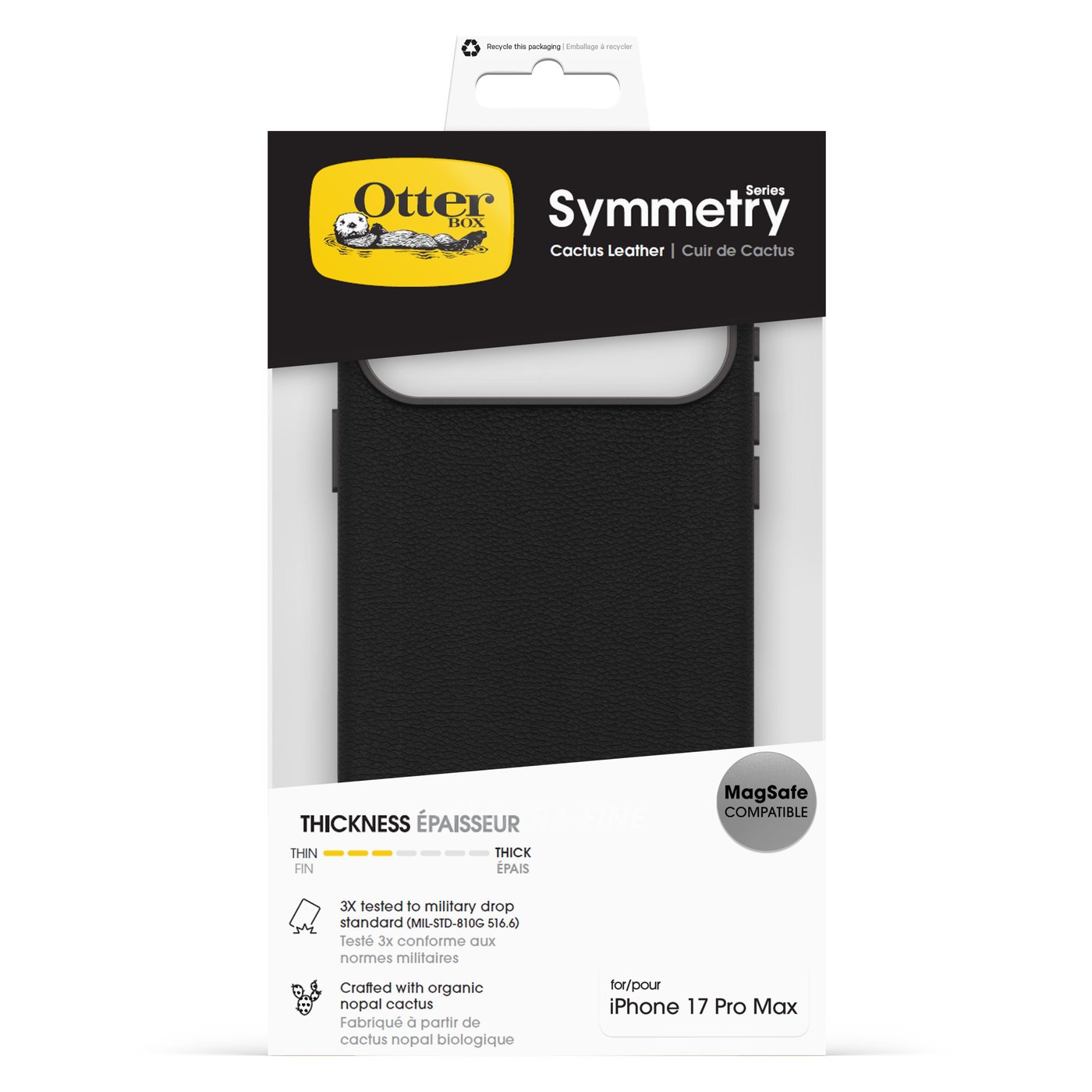 Otterbox Symmetry Cactus Leather Magsafe for iPhone 17 Pro Max Svart