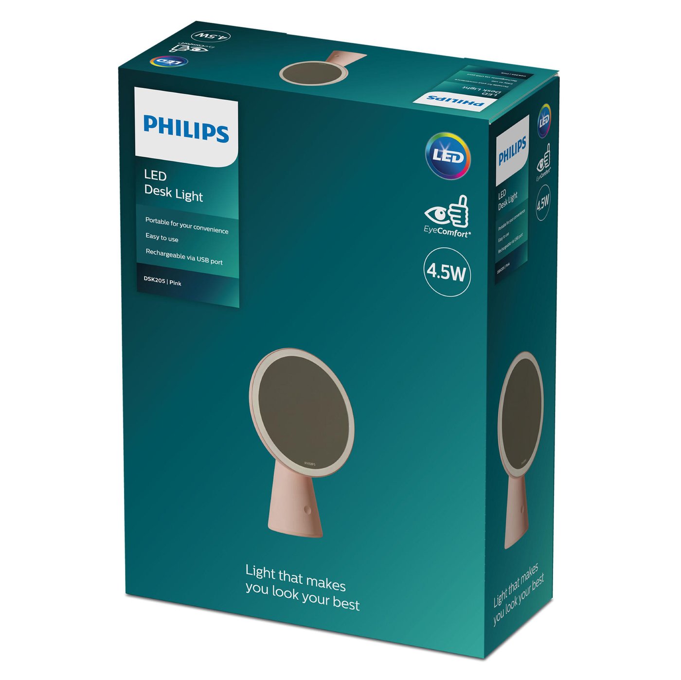Philips Sminkspegel med LED-belysning Rosa