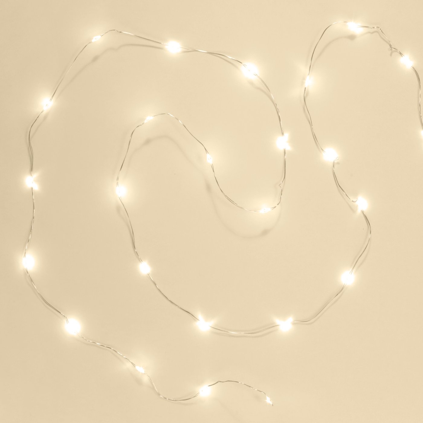 Ljusslinga Micro 40 LED 1,95 m, batteridriven (silver)