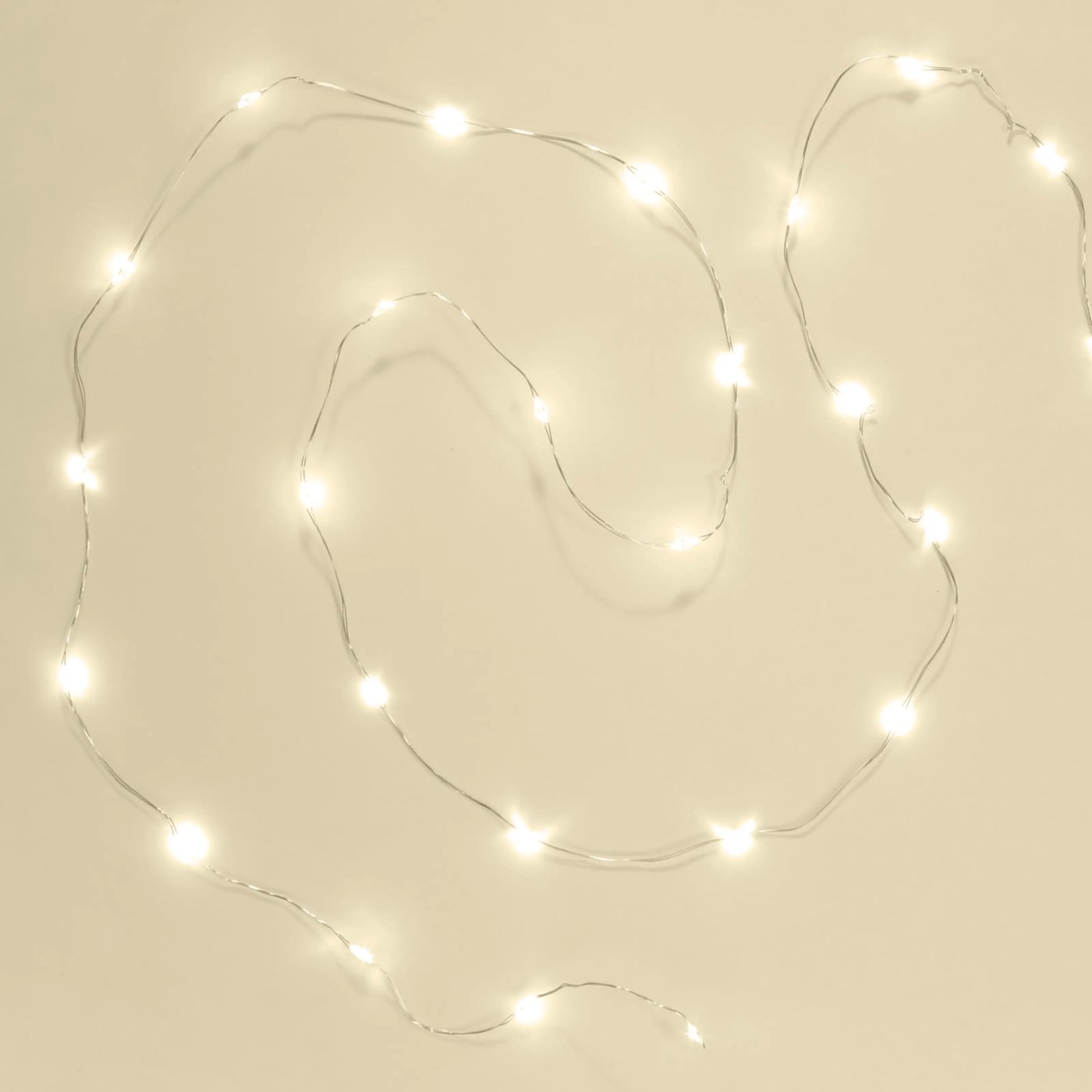 Ljusslinga Micro 40 LED 1,95 m, batteridriven (silver)