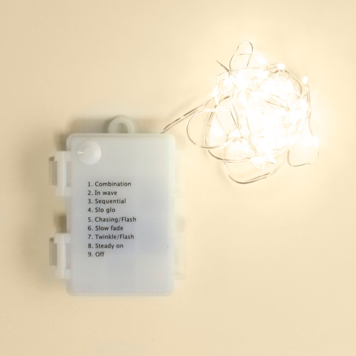 Lyslenke Micro 40 LED 1,95 m, batteridrevet (sølv)