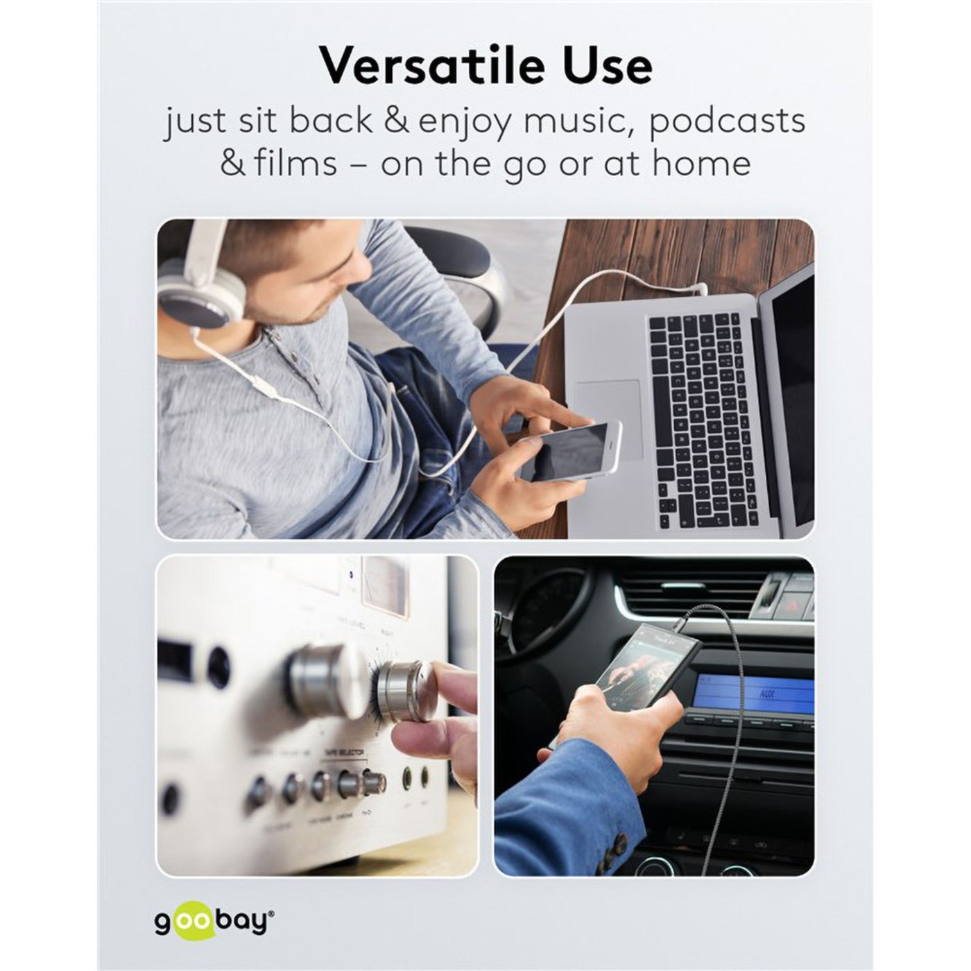 AUX-ljudkabel 3,5 mm 2 m