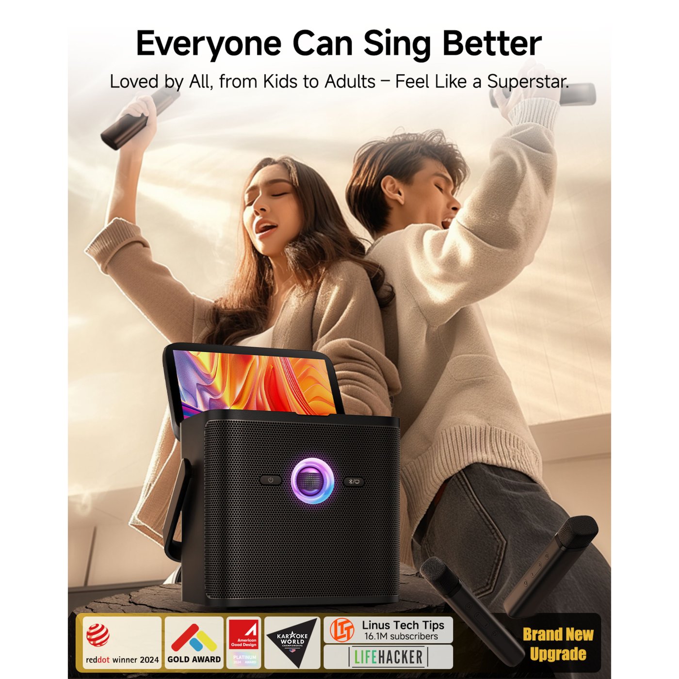 Ikarao Shell S3 Bärbar karaokemaskin med 7" HD-skärm