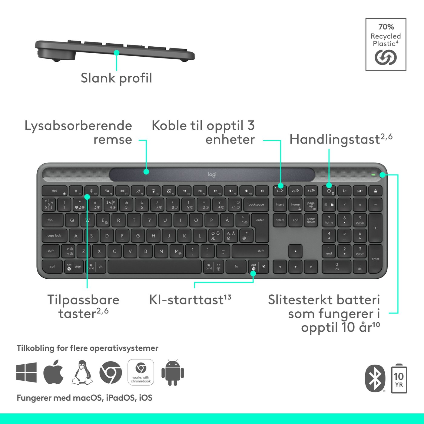 Logitech Signature Slim Solar+ Trådløst tastatur