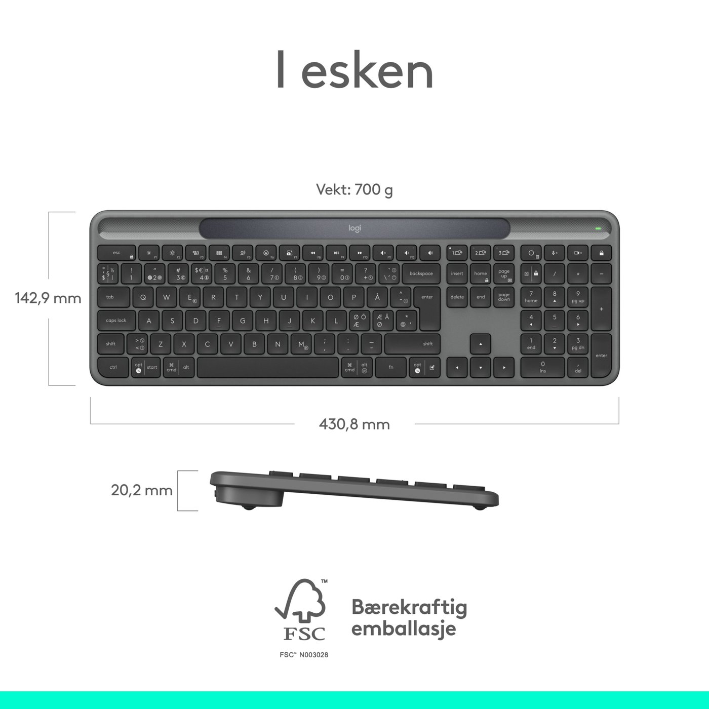 Logitech Signature Slim Solar+ Trådløst tastatur