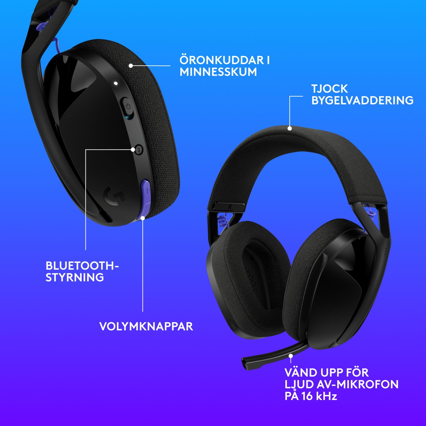 Logitech G321 Trådlöst gamingheadset Svart