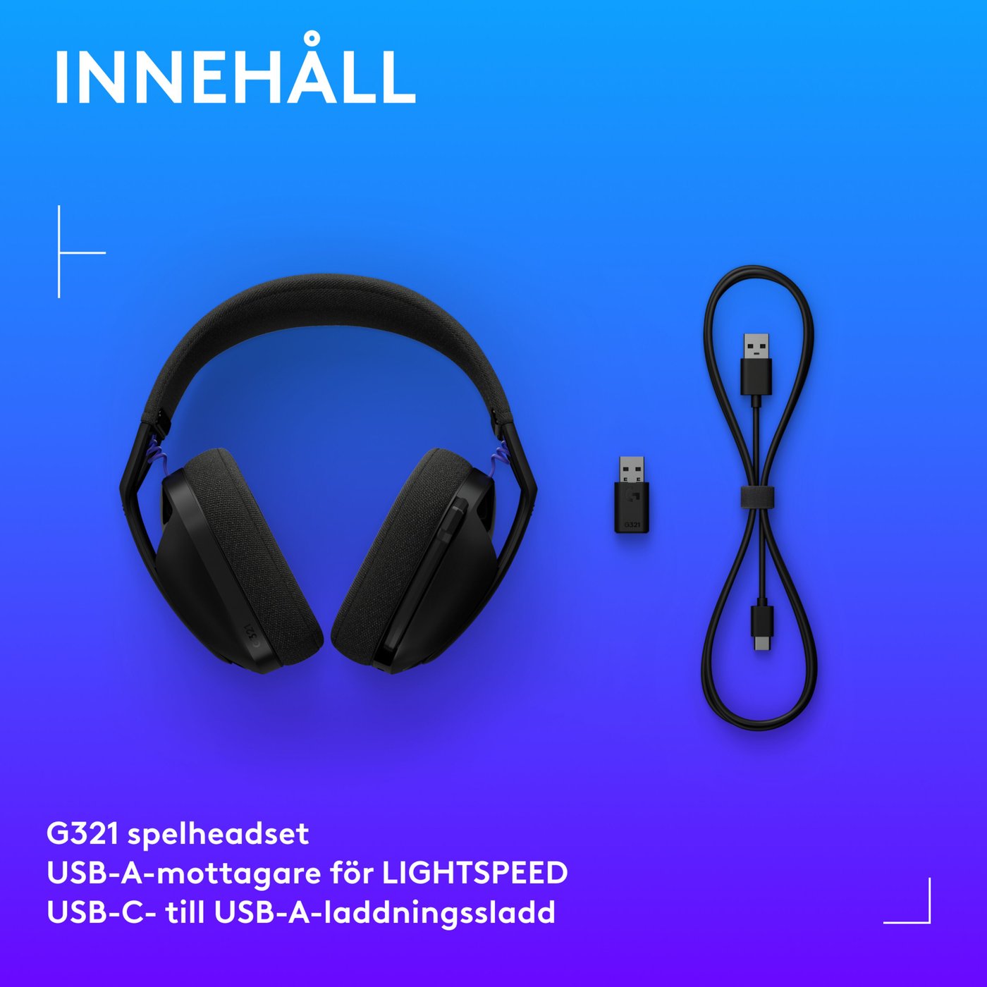 Logitech G321 Trådlöst gamingheadset Svart