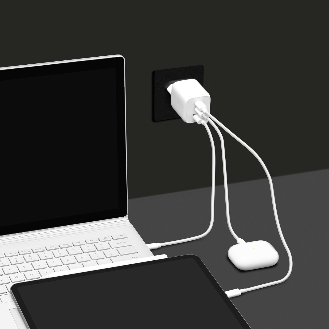 Linocell Premium GaN multilader 65 W PD Hvit