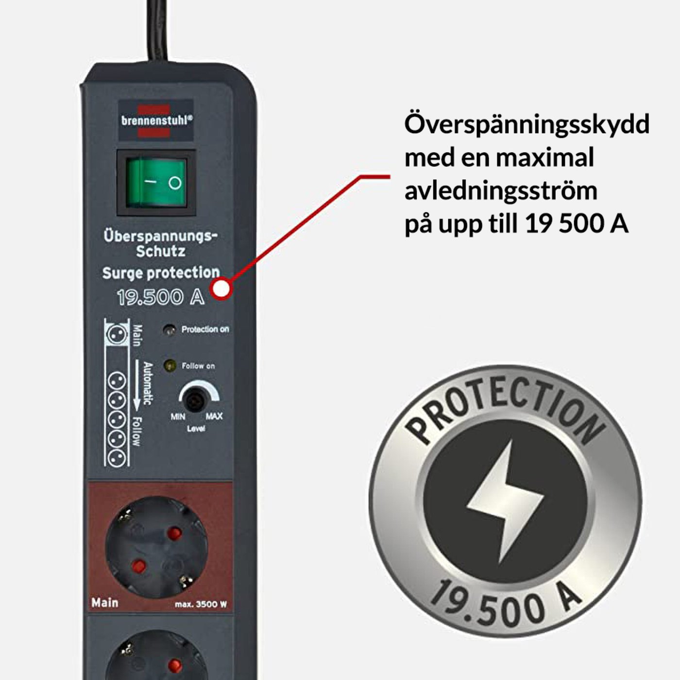 Brennenstuhl Grenuttag med energisparfunktion 6-vägs