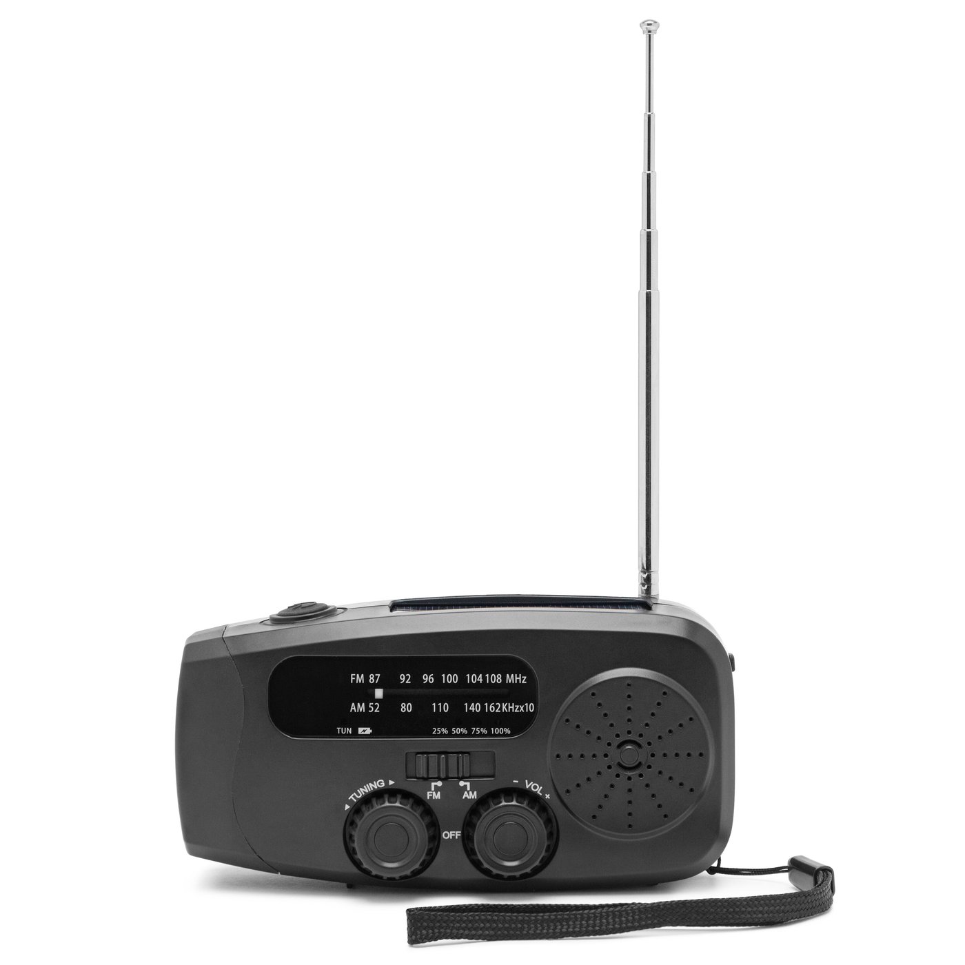 Luxorparts Nödradio med USB-, vev- och solcellsladdning