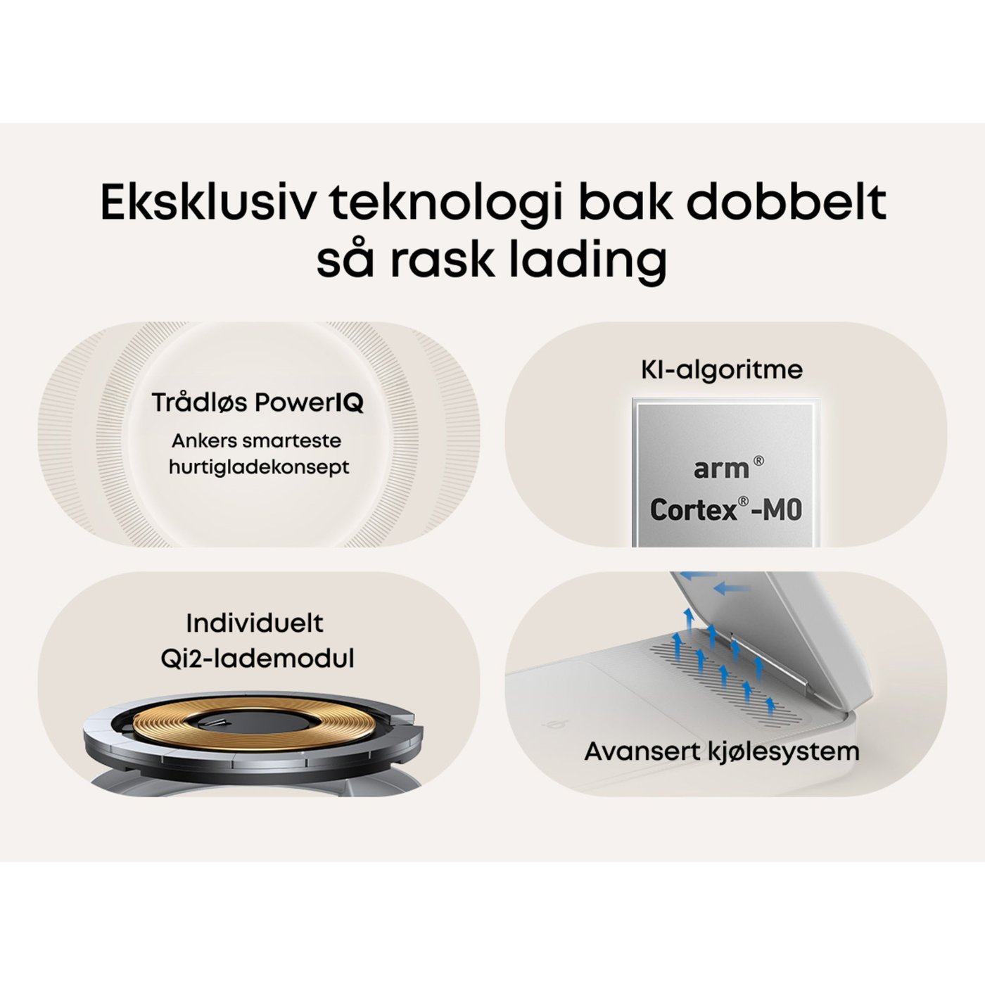 Anker MagGo Trådløs og sammenleggbar 3-i-1-ladestasjon Hvit