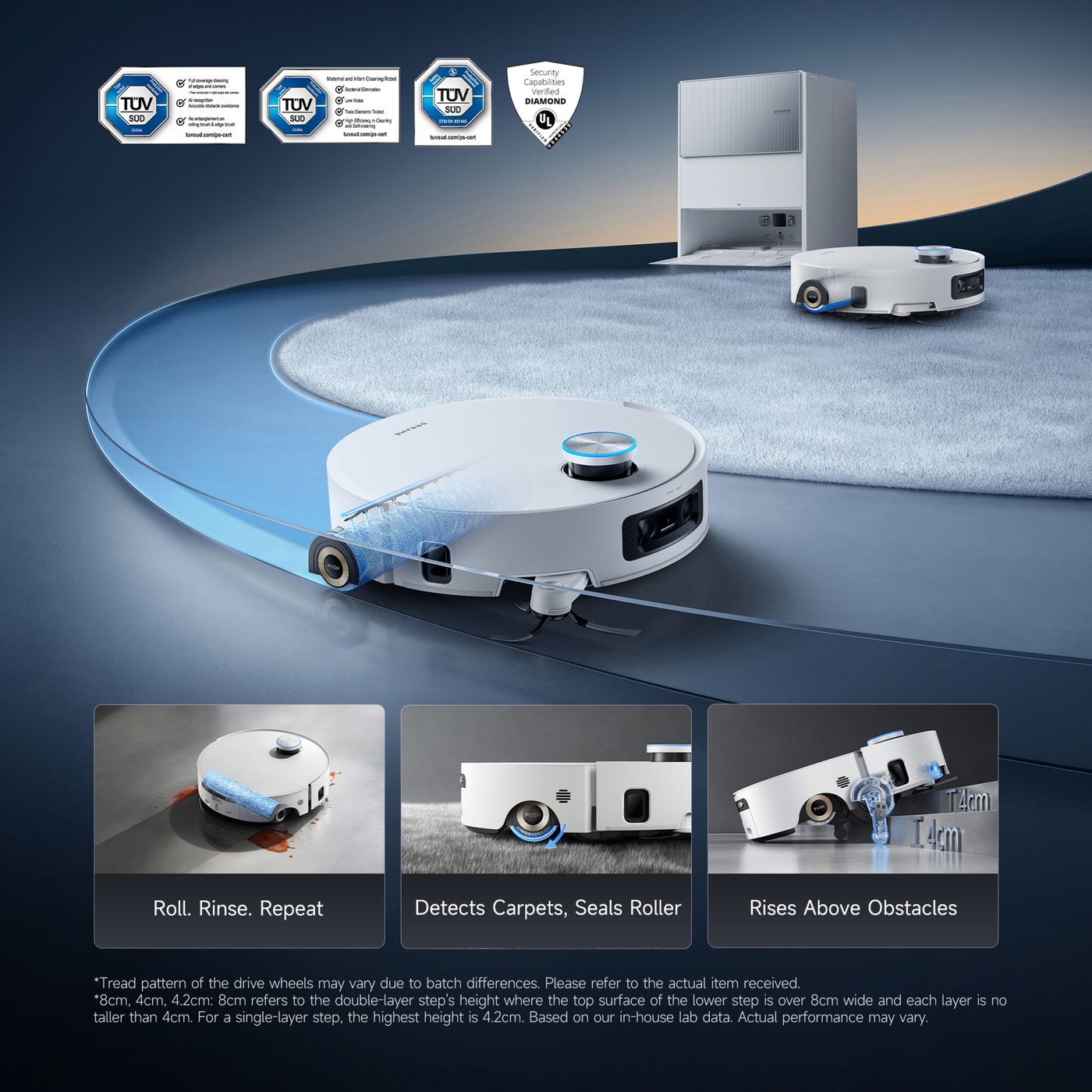 Dreame Aqua10 Ultra Roller Robotstøvsuger med basestasjon