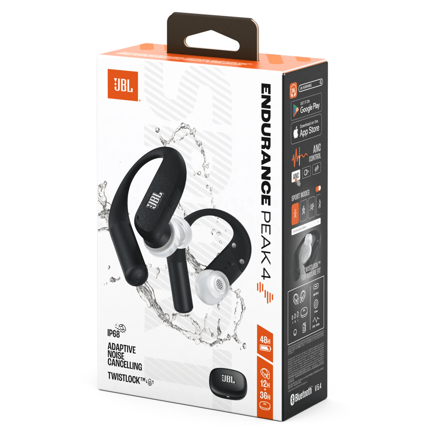 JBL Endurance Peak 4 Trådlösa sporthörlurar - svart/grå Svart/grå